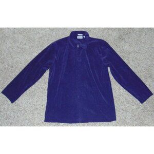 Womens Velvet Shirt Medium Purple Zip Up Long Sleeve Collared Apparenza Top